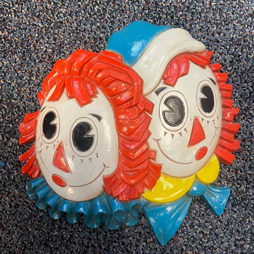 5-Piece Vntg 1977 Raggedy Ann & Andy Plastic Wall Plaques-Bobbs Merrill Wall Art